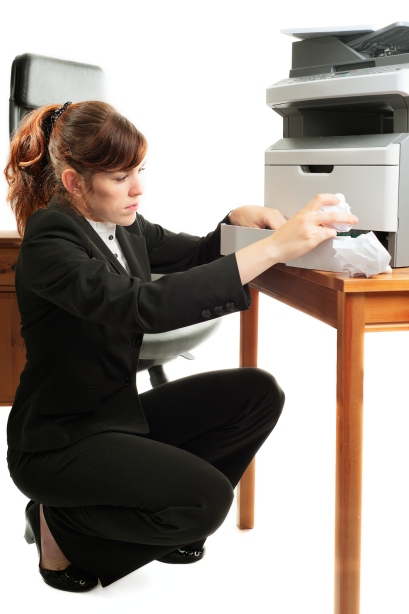 Business lady with a printer