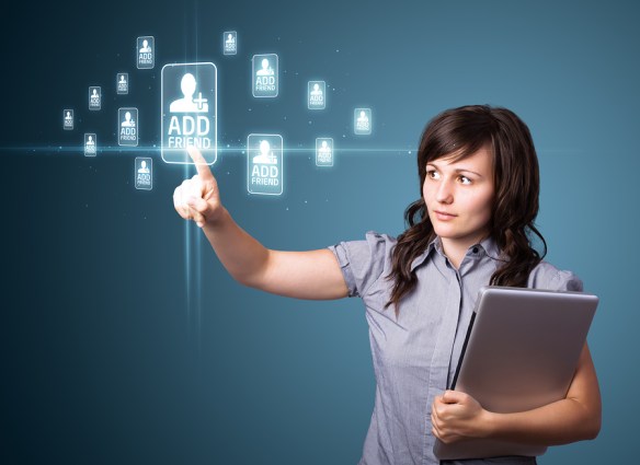 bigstock-Businesswoman-pressing-modern--28862825